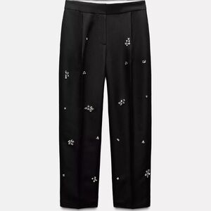 Zara Black Embellished Women's Trousers